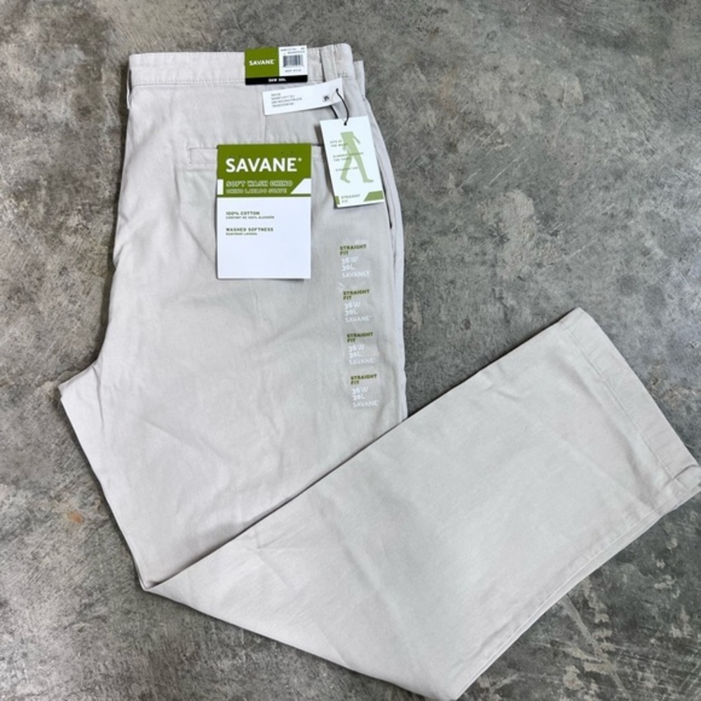 NWT! Savane flat-front, cotton chinos. 36x30